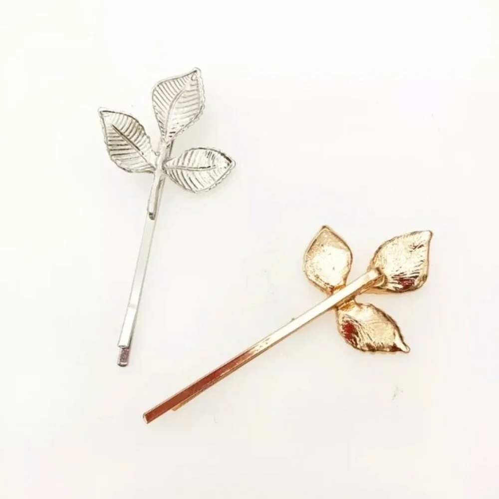 “Aveline” Beautiful 3-Leaf Boho Gold Hair Clips